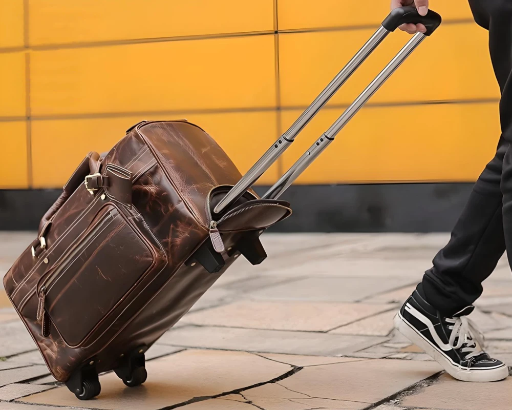 leather rolling carry on luggage